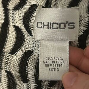 Chico's Black and White Open-Knit Wave Sweater